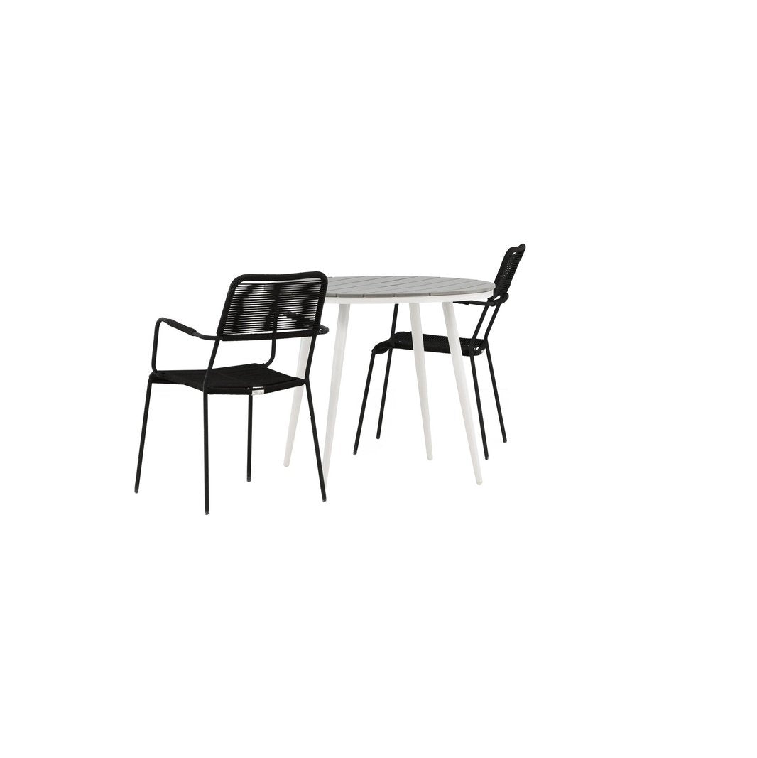Pause Spisebord Rundt 90ø + Lindos Lenestol Venture Design Spisegruppe
