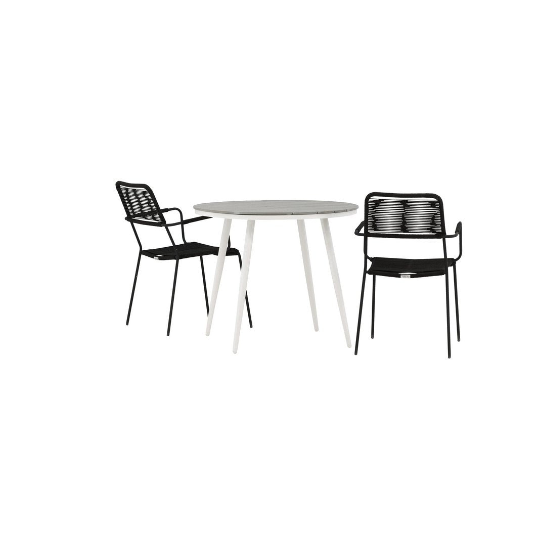 Pause Spisebord Rundt 90ø + Lindos Lenestol Venture Design Spisegruppe