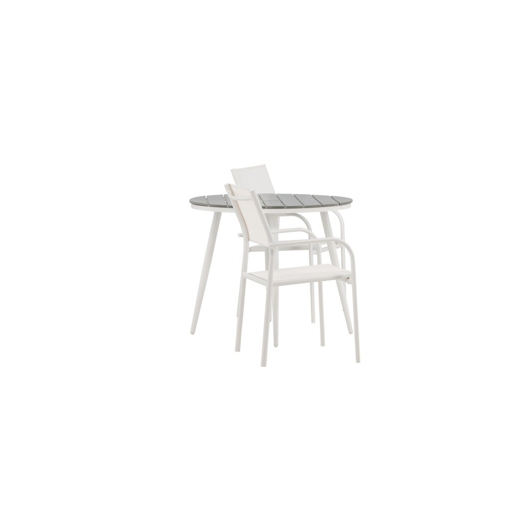 Pause Spisebord Rundt 90ø + Santorini Armstol Venture Design Spisegruppe