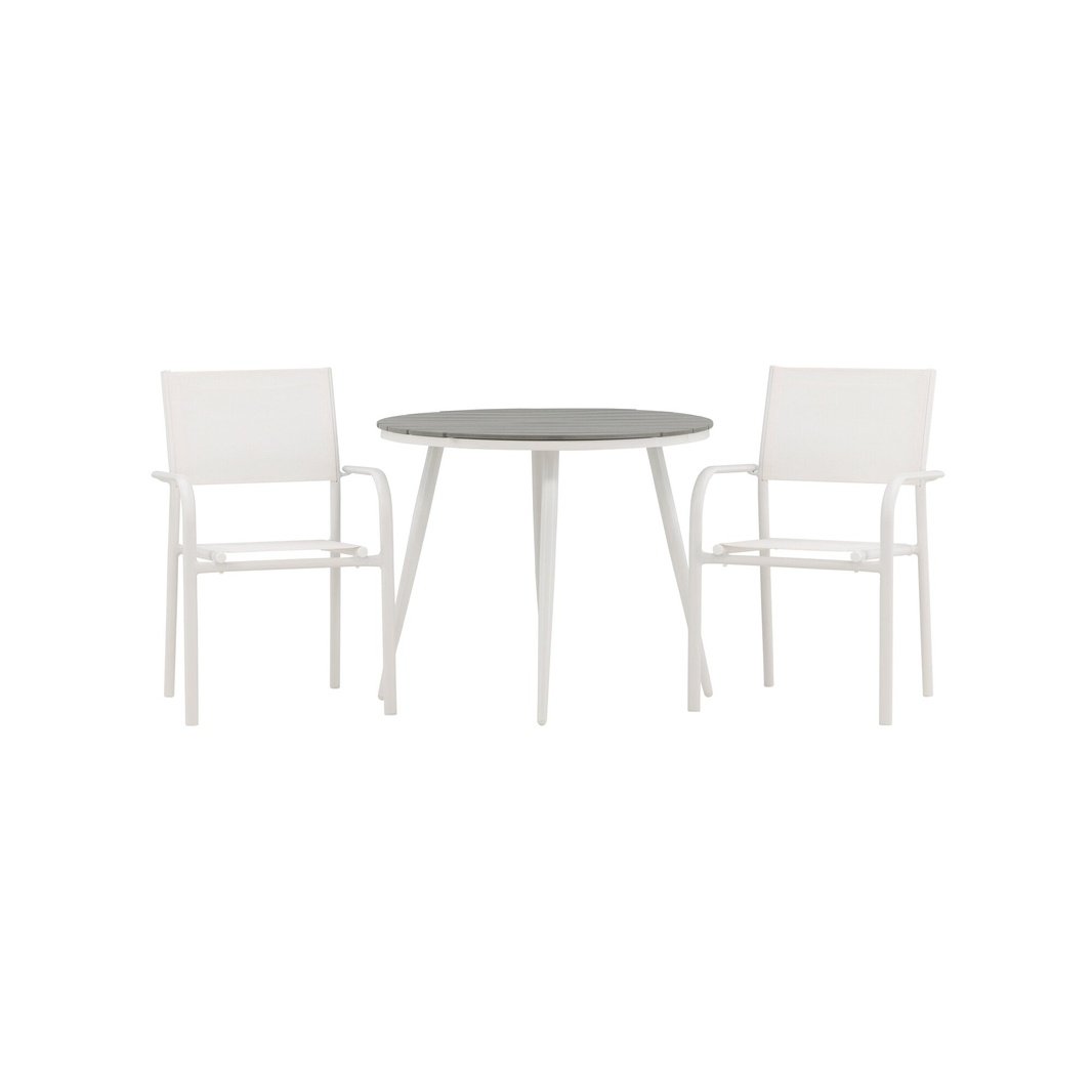 Pause Spisebord Rundt 90ø + Santorini Armstol Venture Design Spisegruppe