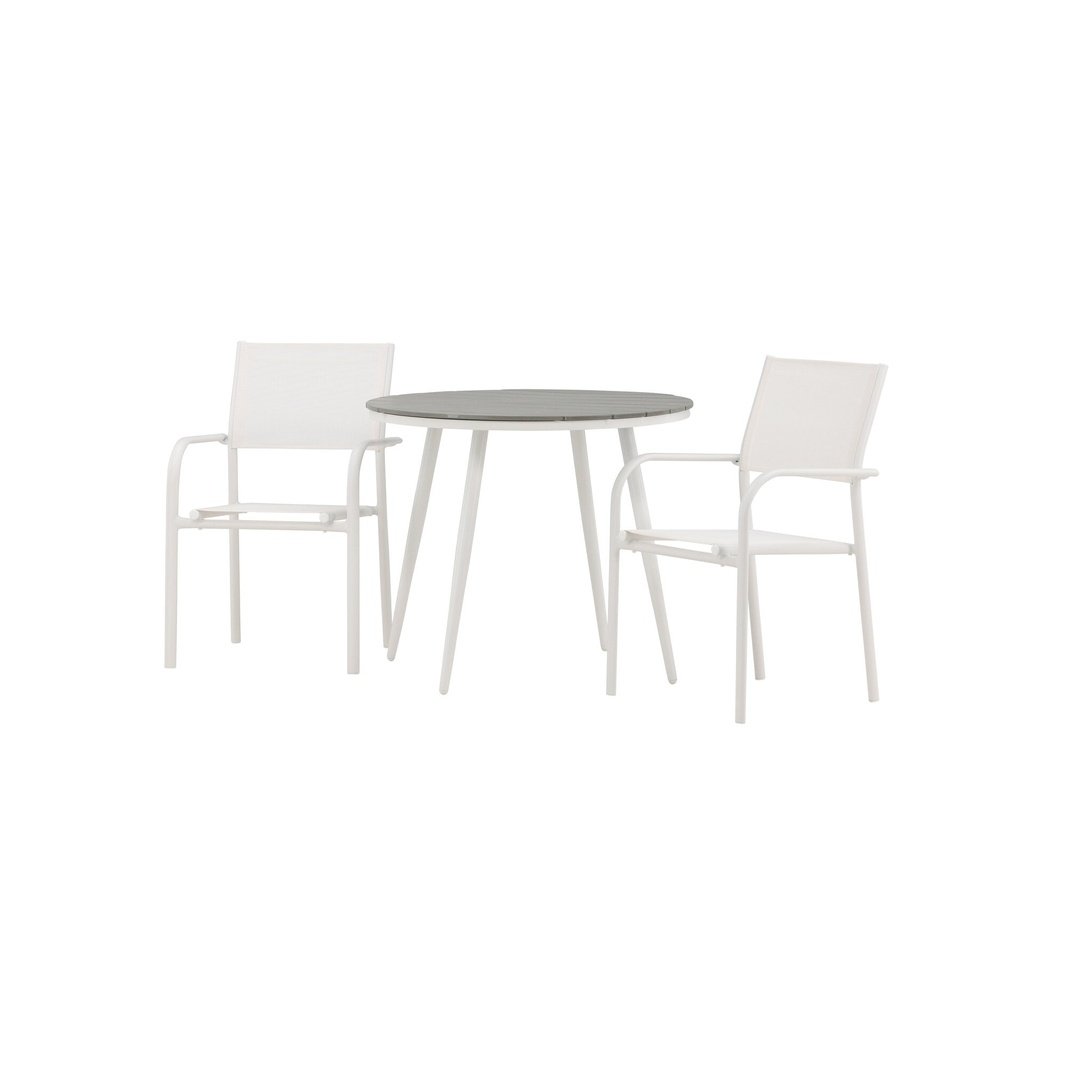 Pause Spisebord Rundt 90ø + Santorini Armstol Venture Design Spisegruppe