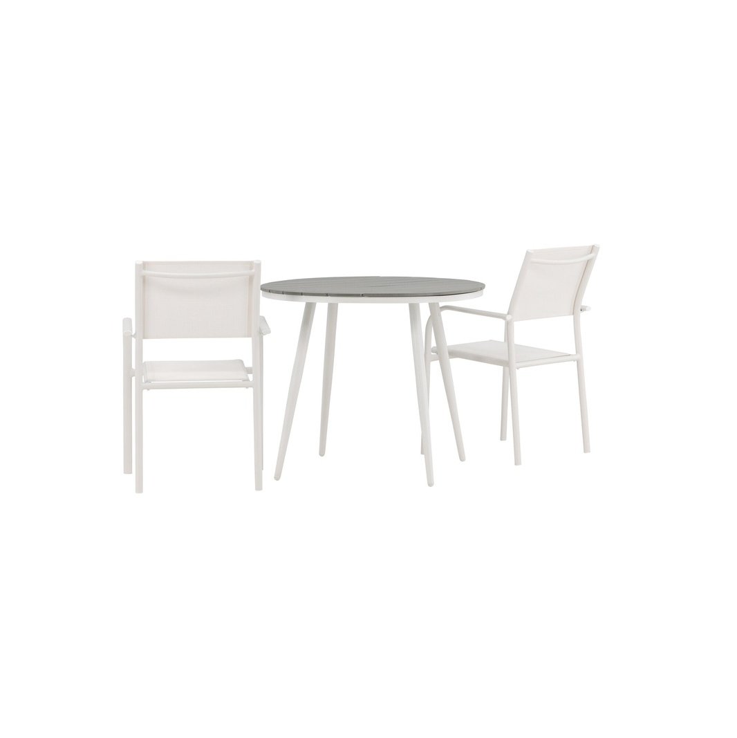 Pause Spisebord Rundt 90ø + Santorini Armstol Venture Design Spisegruppe