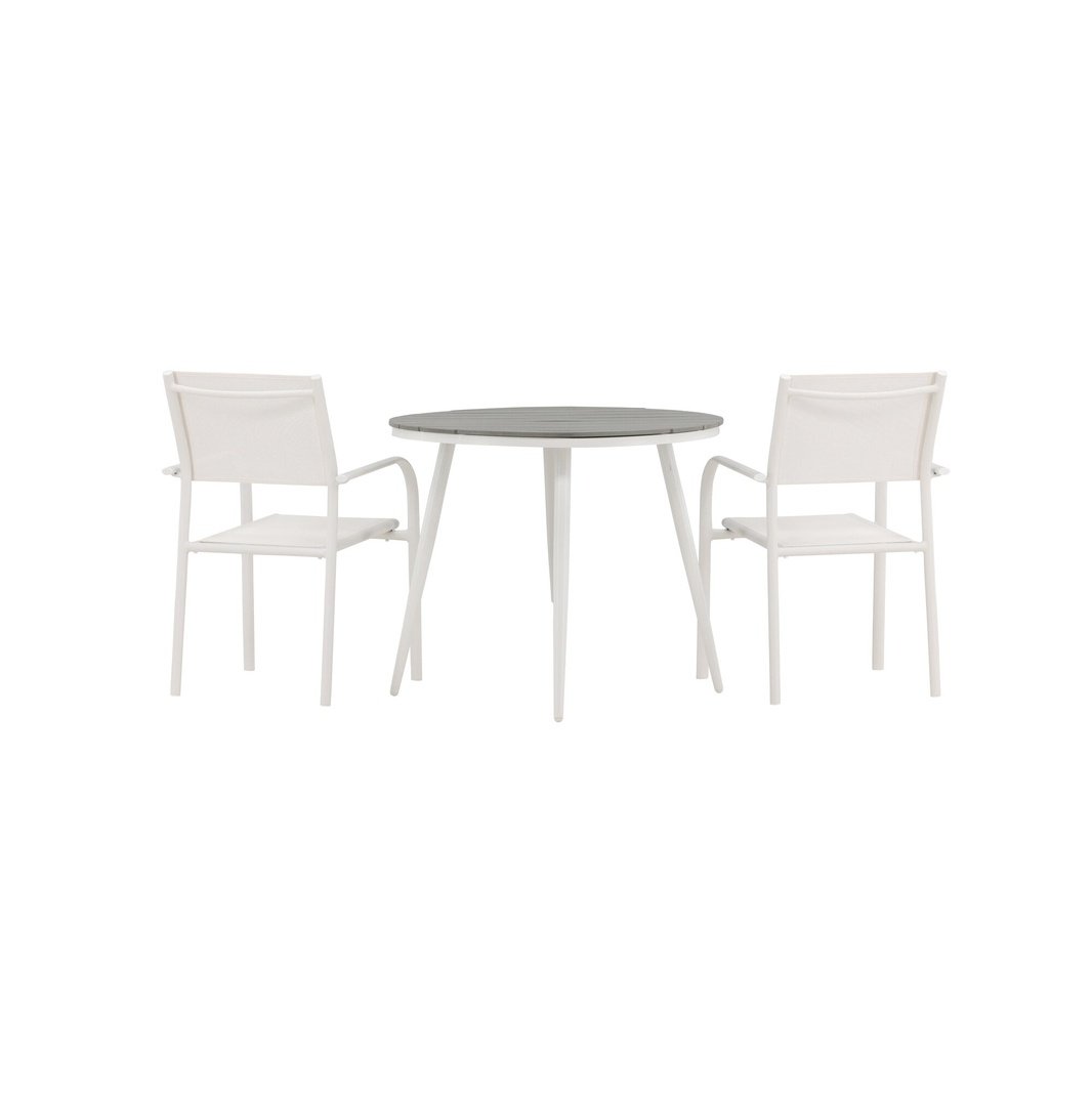 Pause Spisebord Rundt 90ø + Santorini Armstol Venture Design Spisegruppe