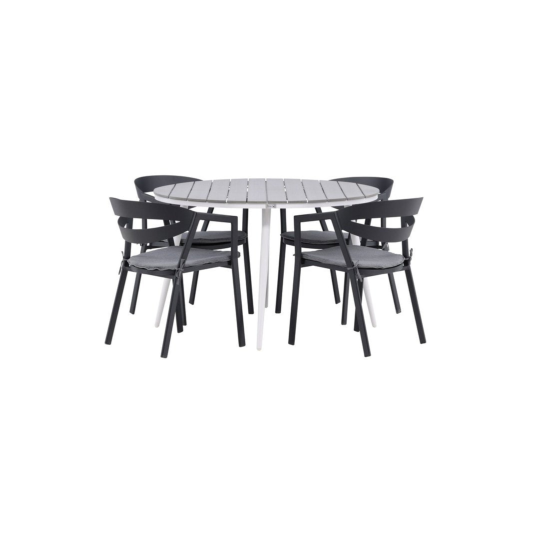 Pause Spisebord Rundt 120ø + Spalte spisestoler inkl. Puter Venture Design Spisegruppe