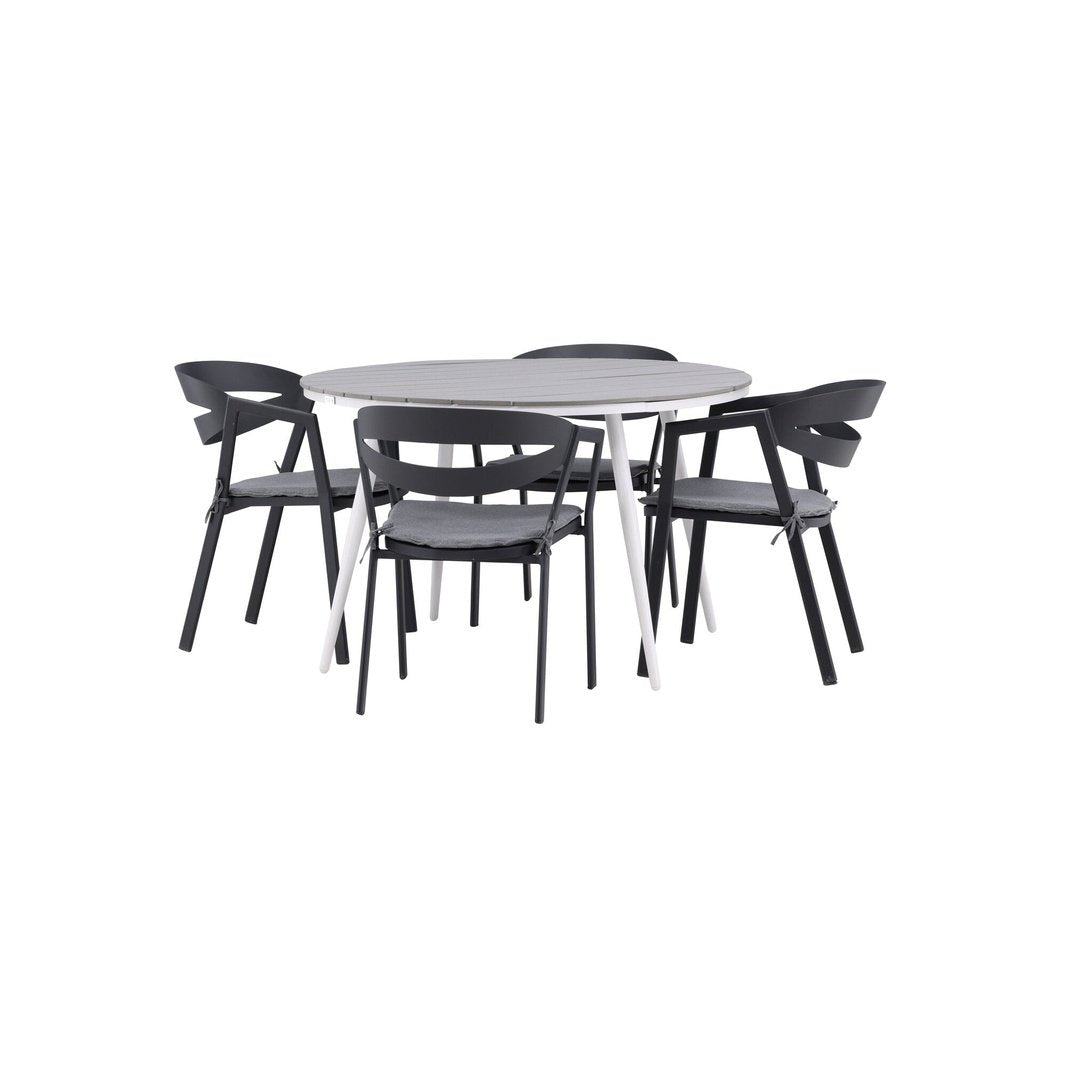 Pause Spisebord Rundt 120ø + Spalte spisestoler inkl. Puter Venture Design Spisegruppe