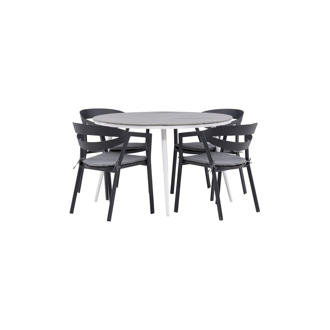 Pause Spisebord Rundt 120ø + Spalte spisestoler inkl. Puter Venture Design Spisegruppe