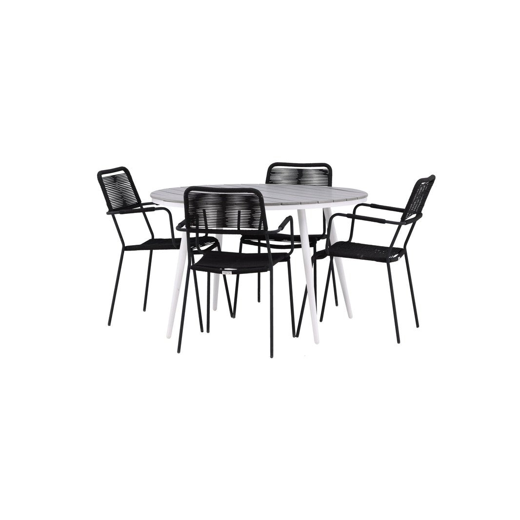 Pause Spisebord Rundt 120ø + Lindos Lenestol Venture Design Spisegruppe