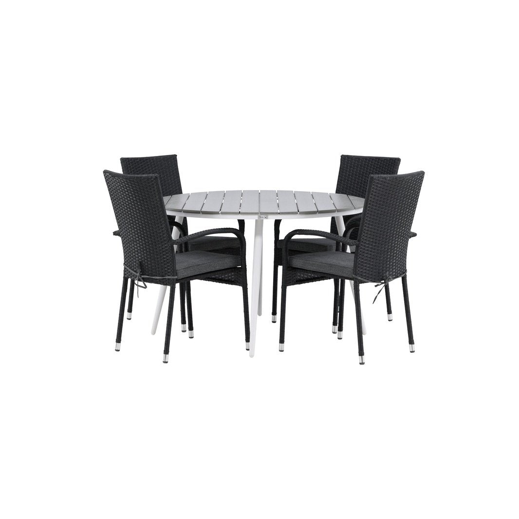 Pause Spisebord Rundt 120ø + Anna stoler Venture Design Spisegruppe