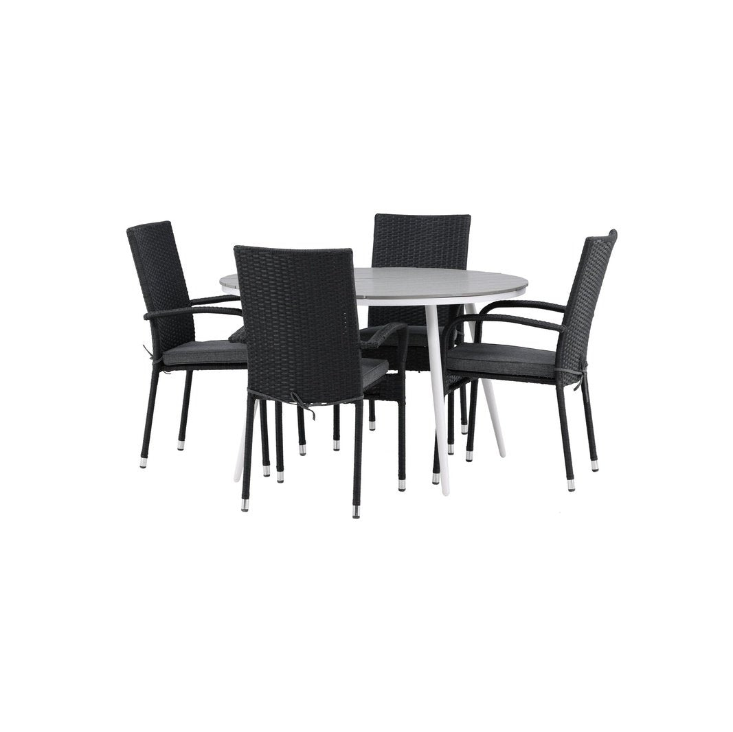 Pause Spisebord Rundt 120ø + Anna stoler Venture Design Spisegruppe