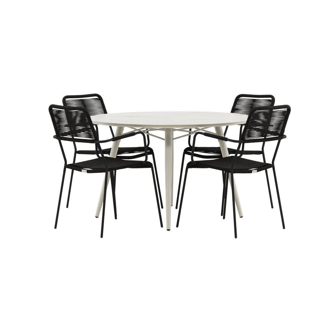 Lina Spisebord Rund 120 cm + Lindos Lenestol Venture Design Spisegruppe