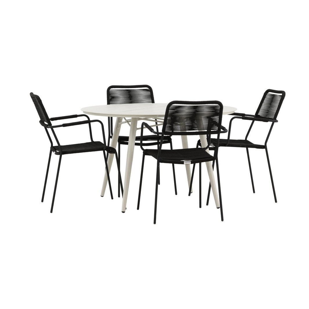 Lina Spisebord Rund 120 cm + Lindos Lenestol Venture Design Spisegruppe