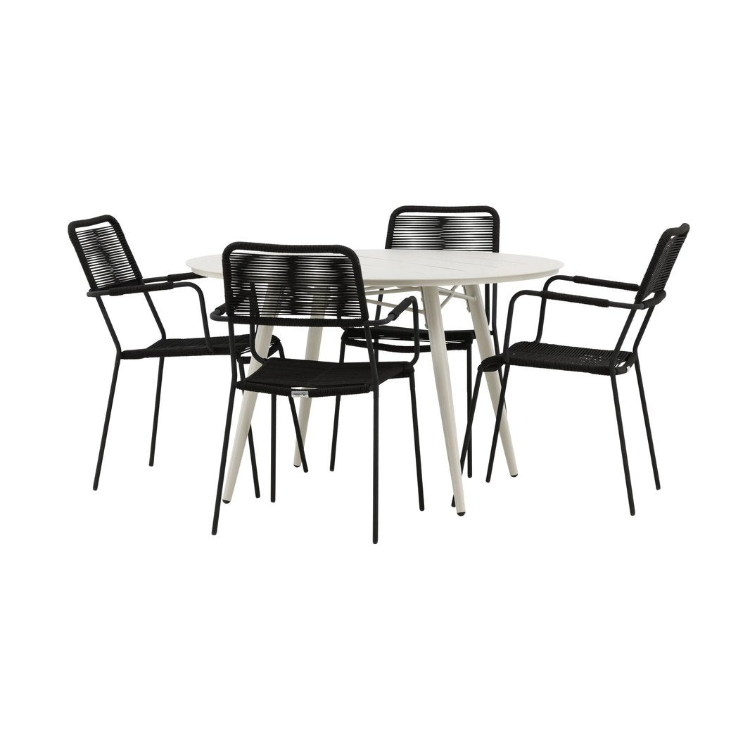 Lina Spisebord Rund 120 cm + Lindos Lenestol Venture Design Spisegruppe