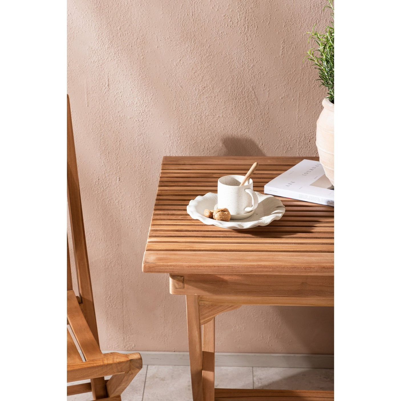 Ghana foldbart bord 70*70cm + Ghana klappstol Venture Design Spisegruppe
