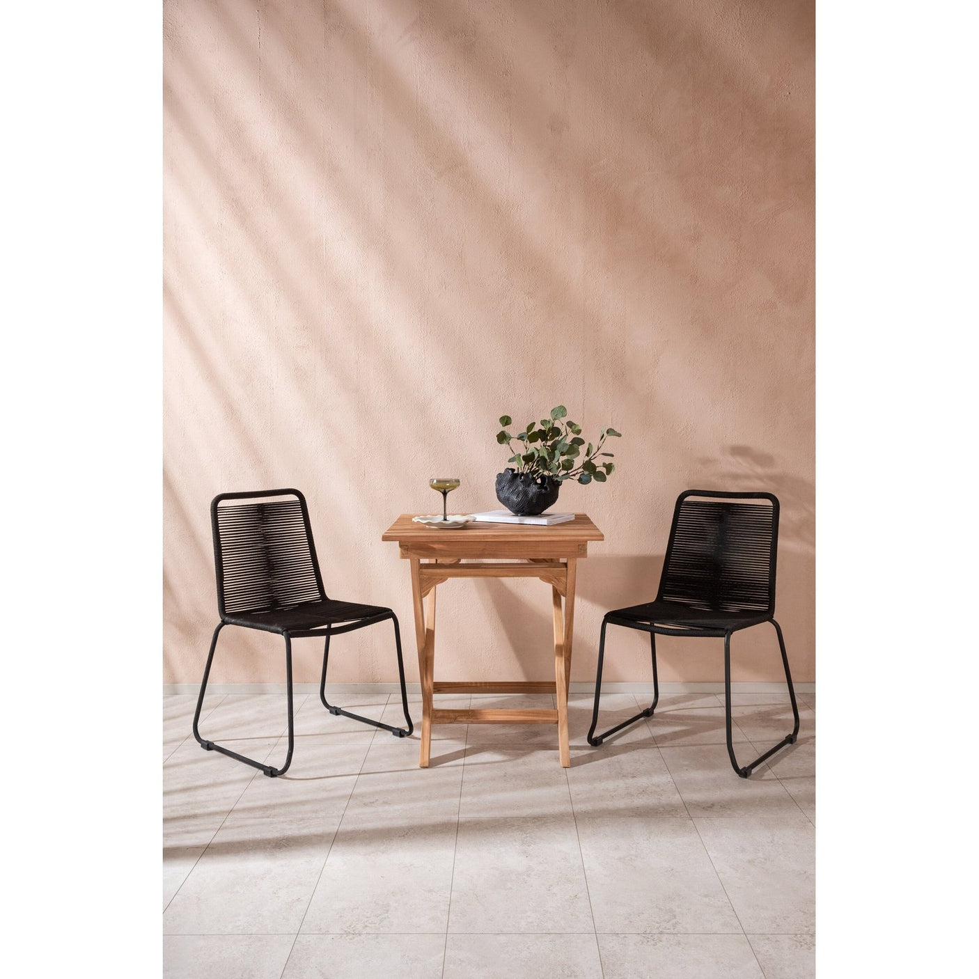 Ghana foldbart bord 70*70cm + Lindos stol Venture Design Spisegruppe