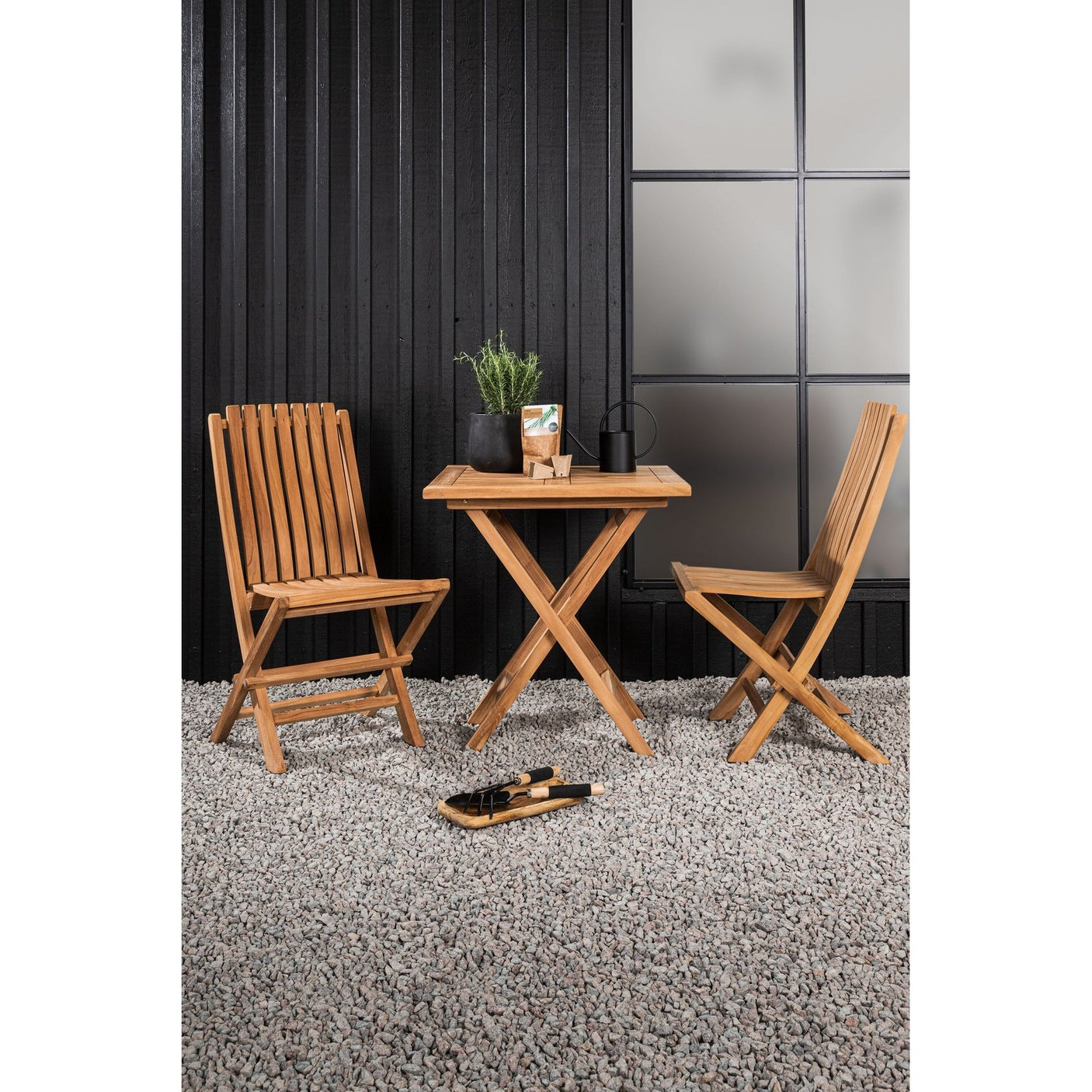 Kenya foldbart bord- 70*70cm + Ghana foldestol- Venture Design Spisegruppe