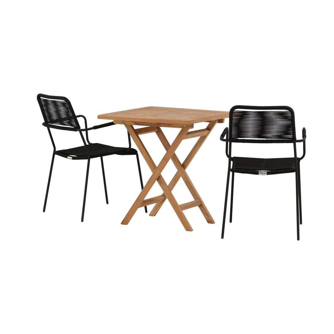 Kenya foldbart bord 70*70cm + Lindos Armstol Venture Design Spisegruppe