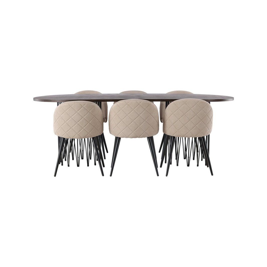 Stone oval spisebord + stingstol Venture Design Spisegruppe