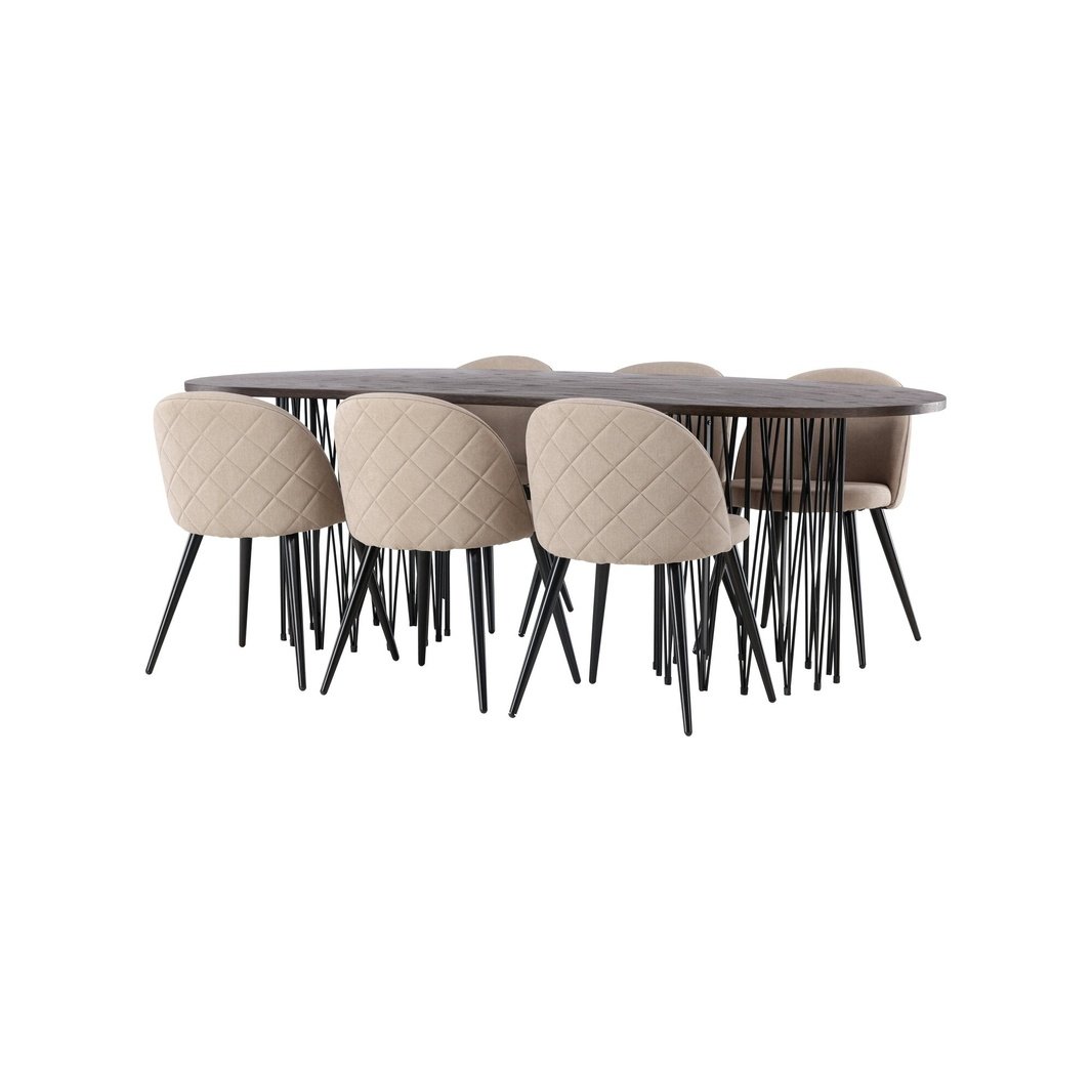 Stone oval spisebord + stingstol Venture Design Spisegruppe