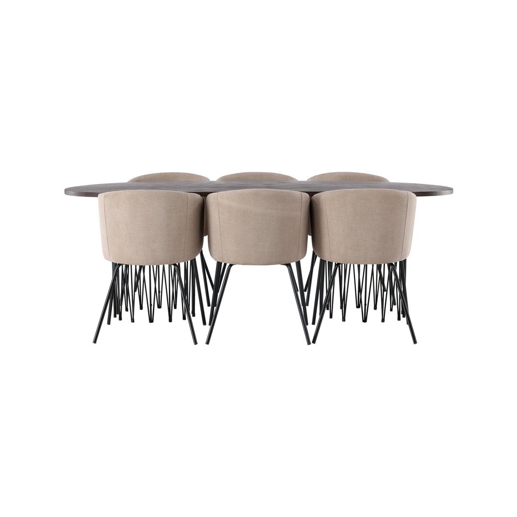 Stone ovalt spisebord + Berit stol Venture Design Spisegruppe