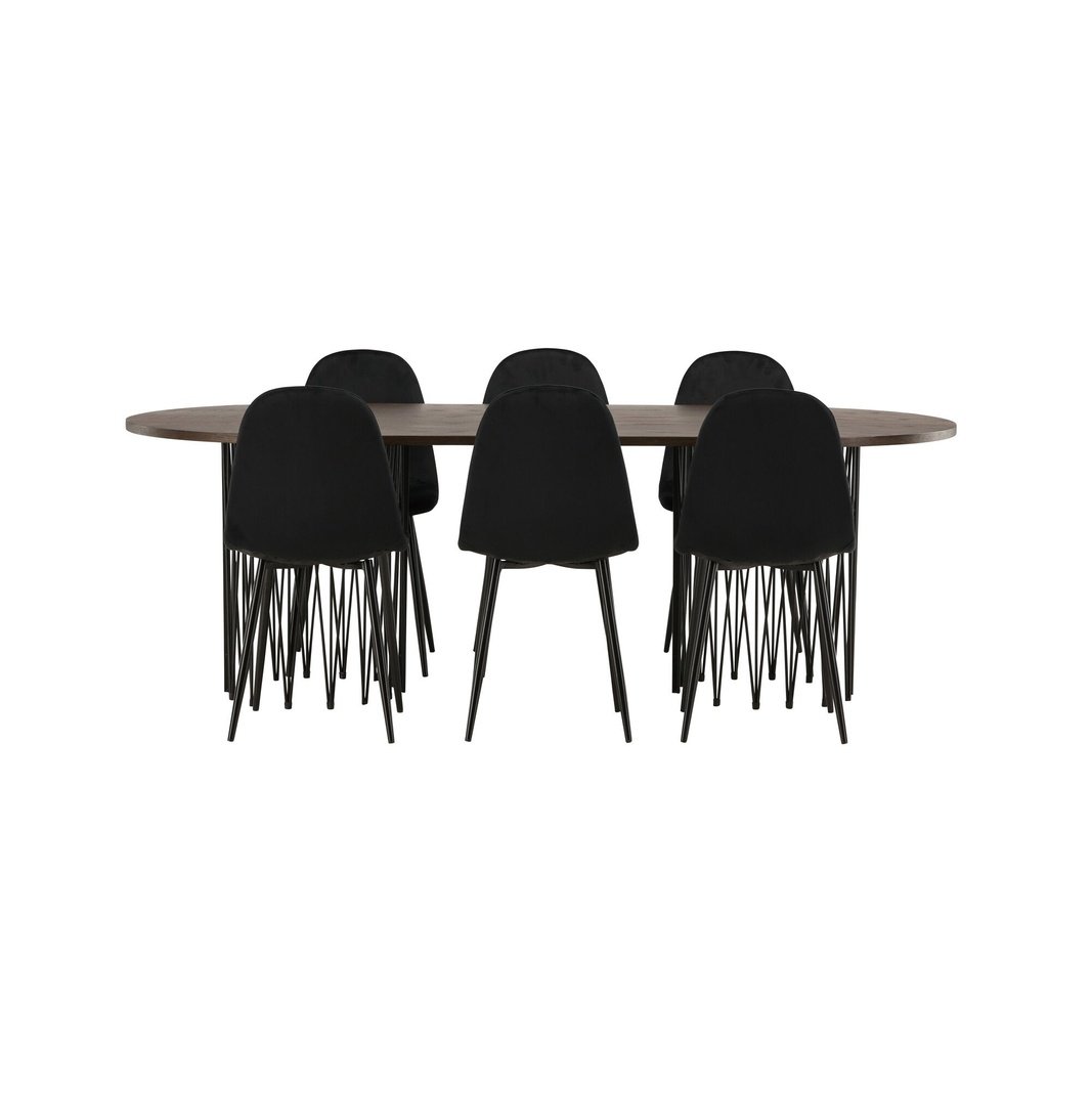 Stone ovalt spisebord + Polar spisestoler Venture Design Spisegruppe