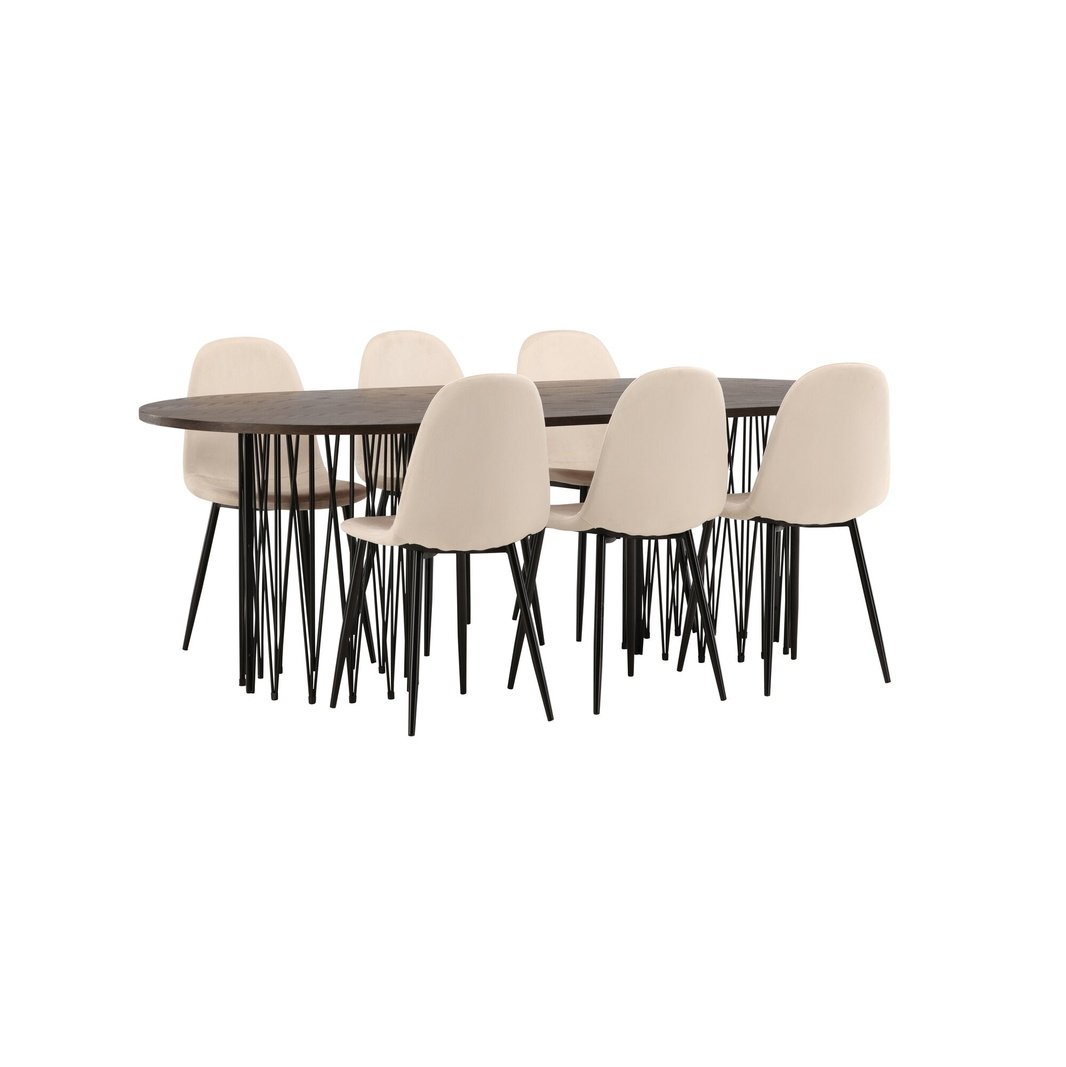Stone ovalt spisebord + Polar spisestoler Venture Design Spisegruppe
