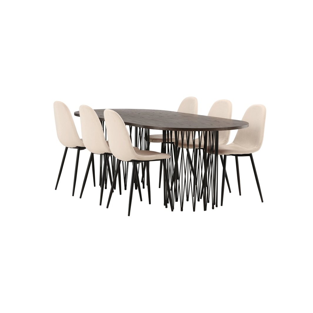 Stone ovalt spisebord + Polar spisestoler Venture Design Spisegruppe