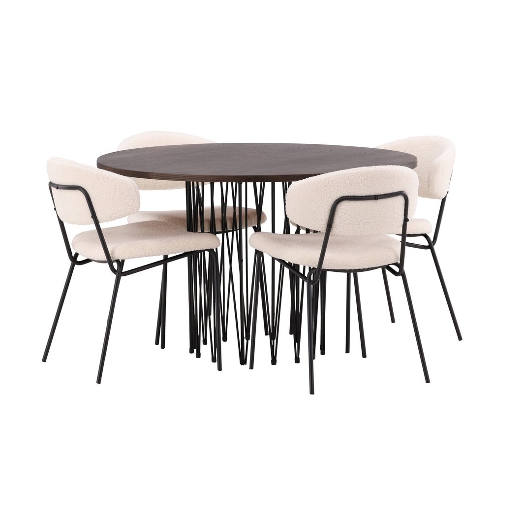 Stone round spisebord + Chico spisestoler Venture Design Spisegruppe