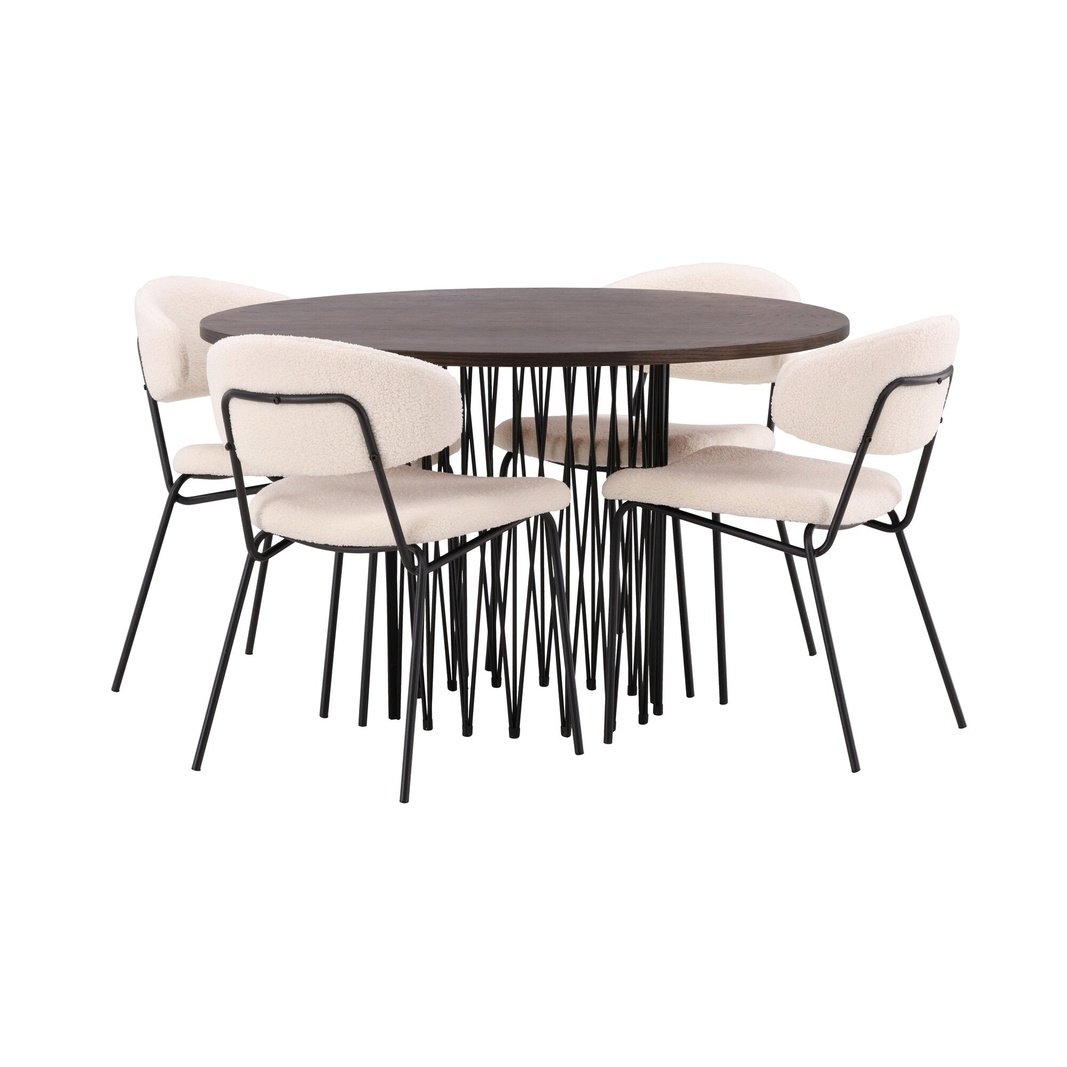 Stone round spisebord + Chico spisestoler Venture Design Spisegruppe