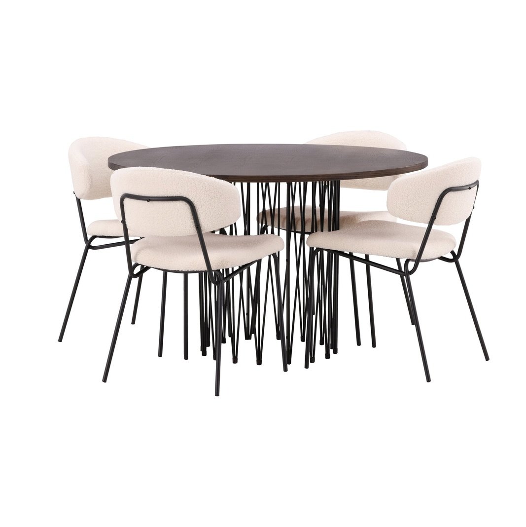 Stone round spisebord + Chico spisestoler Venture Design Spisegruppe