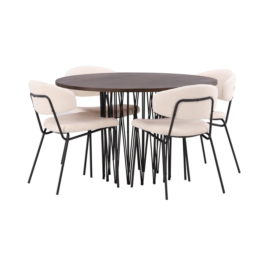 Stone round spisebord + Chico spisestoler Venture Design Spisegruppe