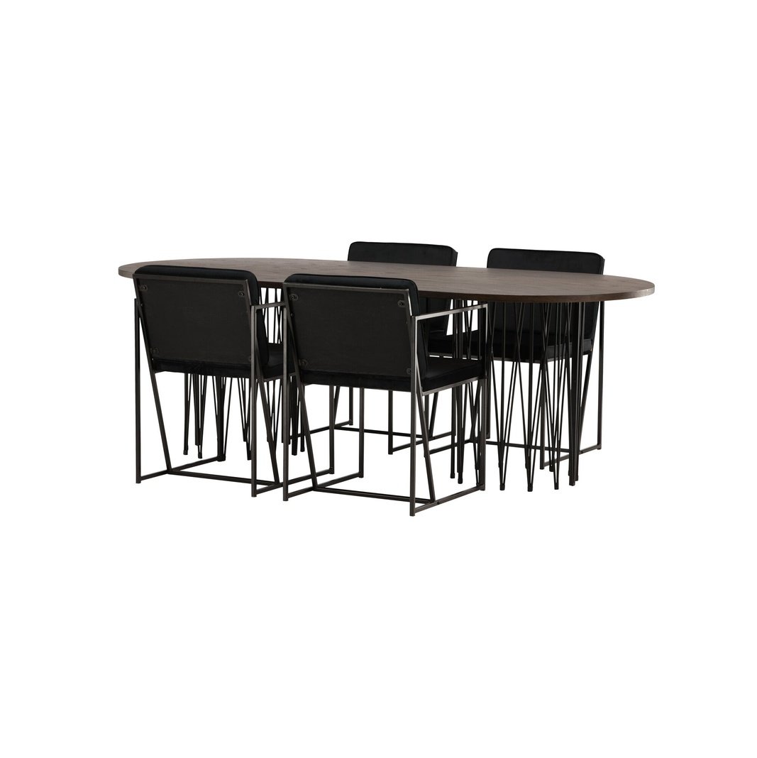 Stone ovalt spisebord + Richmond spisestoler Venture Design Spisegruppe