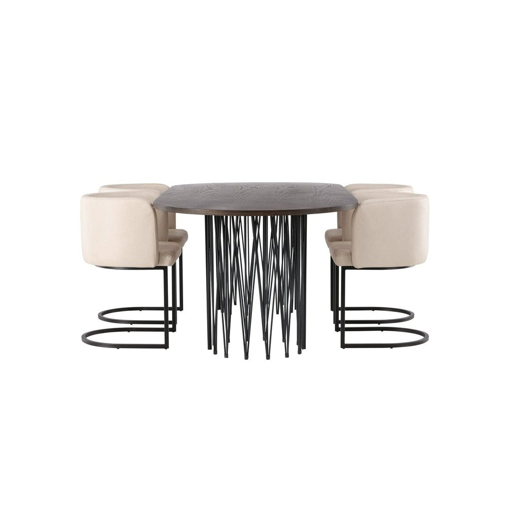 Stone oval spisebord + Simrishman spisestoler Venture Design Spisegruppe