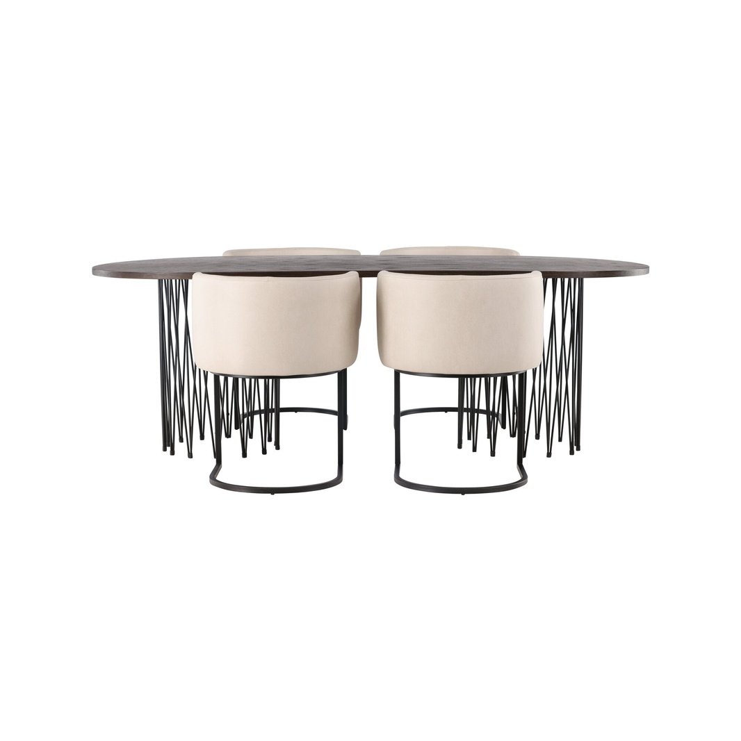 Stone oval spisebord + Simrishman spisestoler Venture Design Spisegruppe