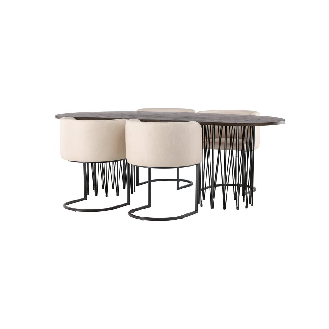 Stone oval spisebord + Simrishman spisestoler Venture Design Spisegruppe