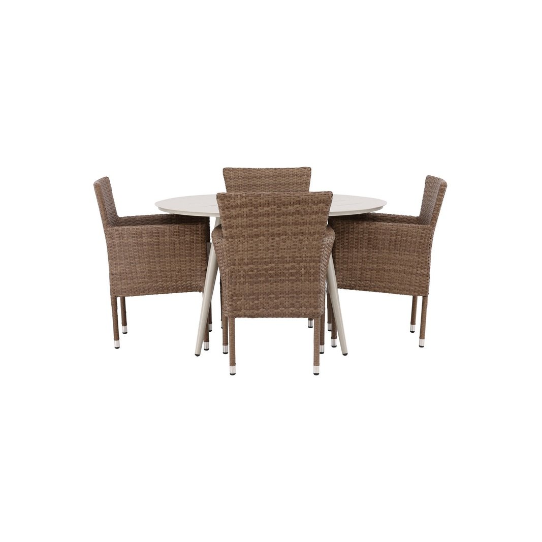 Lina spisebord Rundt120 cm + Malina spisestoler Venture Design Spisegruppe