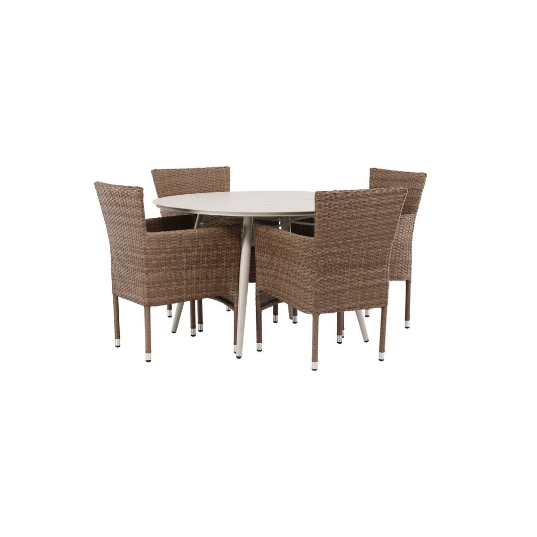 Lina spisebord Rundt120 cm + Malina spisestoler Venture Design Spisegruppe
