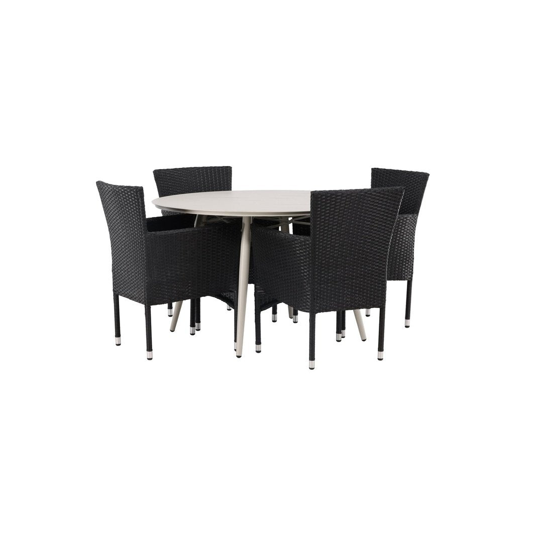 Lina spisebord Rundt120 cm + Malina spisestoler Venture Design Spisegruppe
