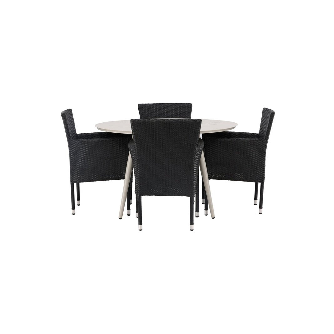 Lina spisebord Rundt120 cm + Malina spisestoler Venture Design Spisegruppe