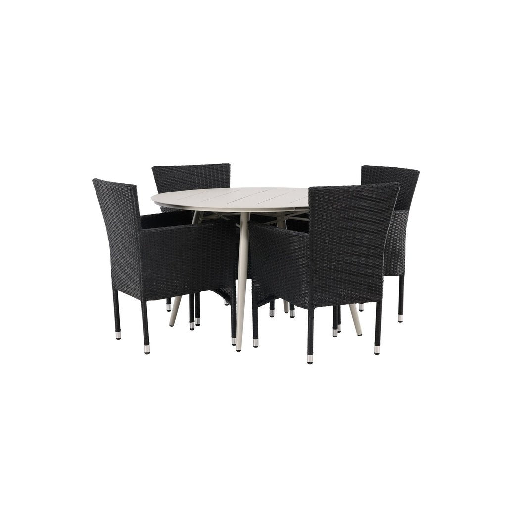 Lina spisebord Rundt120 cm + Malina spisestoler Venture Design Spisegruppe