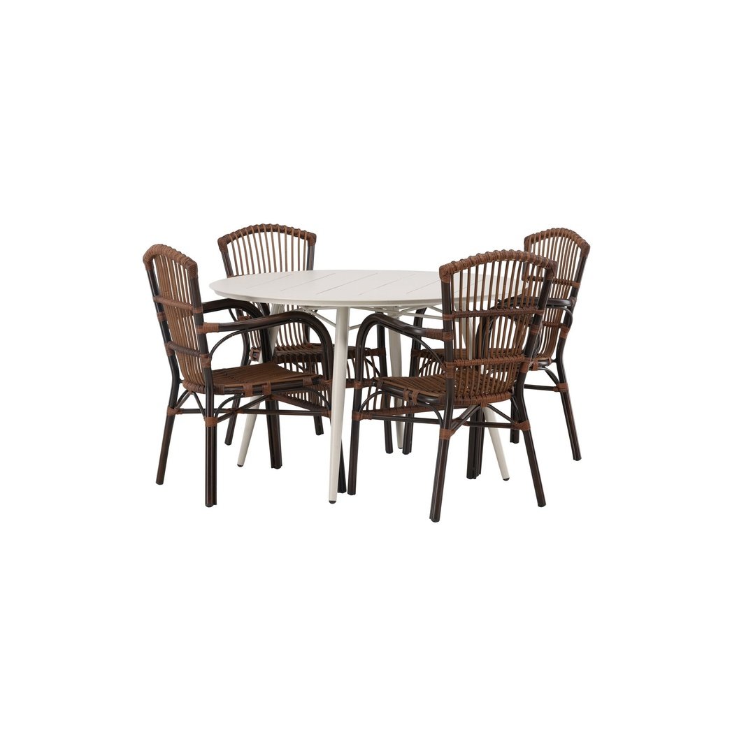 Lina Spisebord Rundt120 cm + Galera spisestoler Venture Design Spisegruppe