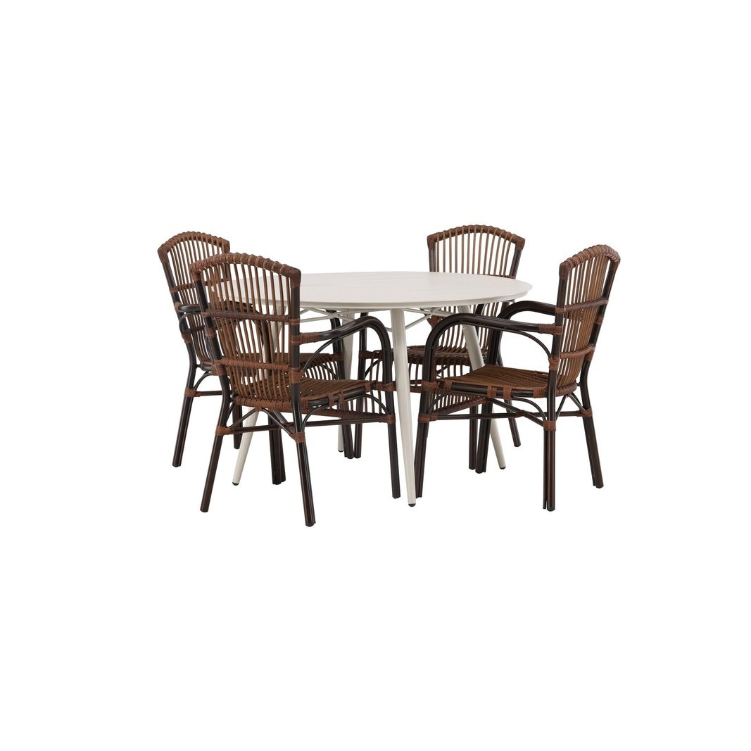 Lina Spisebord Rundt120 cm + Galera spisestoler Venture Design Spisegruppe