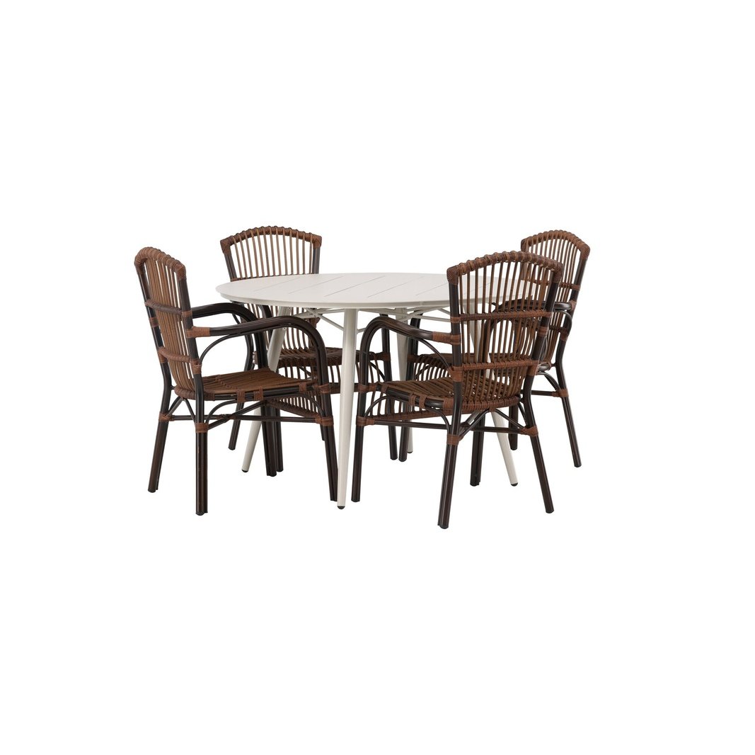 Lina Spisebord Rundt120 cm + Galera spisestoler Venture Design Spisegruppe