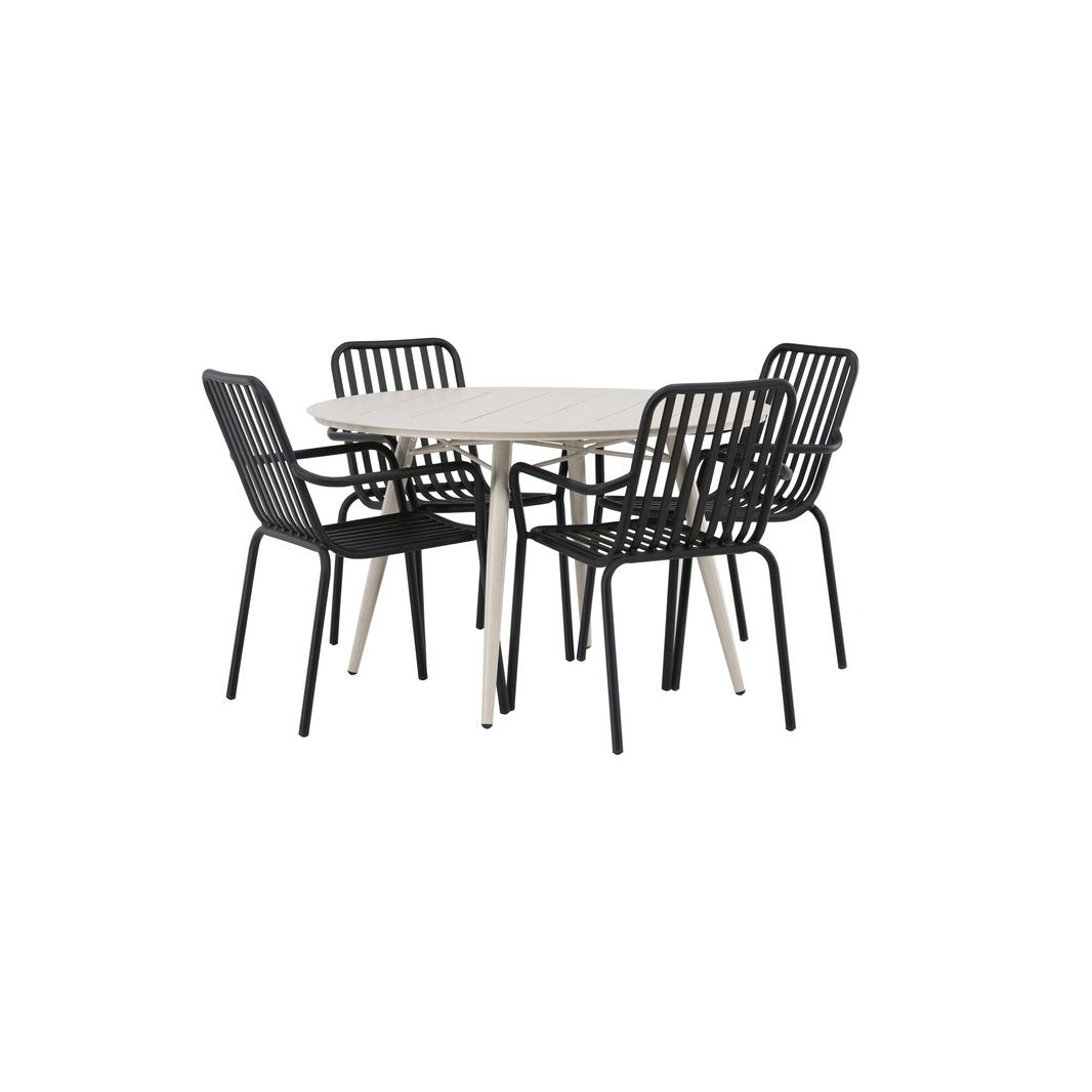 Lina Spisebord Rundt120 cm + Peking spisestoler Venture Design Spisegruppe