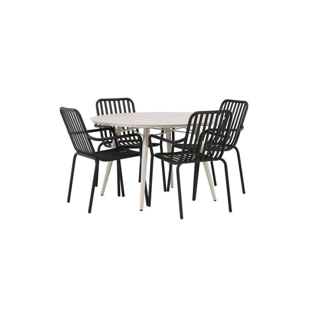 Lina Spisebord Rundt120 cm + Peking spisestoler Venture Design Spisegruppe