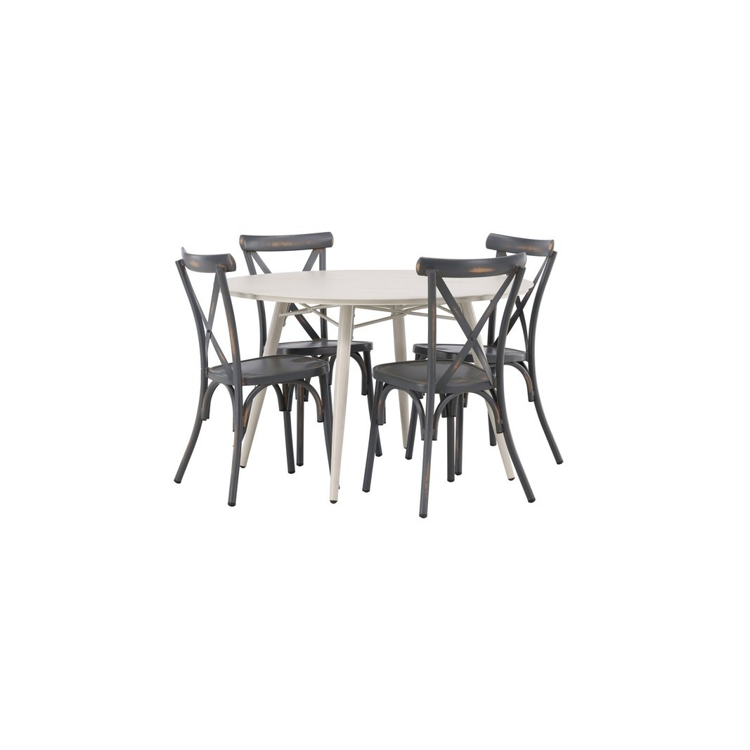 Lina Spisebord Rundt120 cm + Tablas spisestoler Venture Design Spisegruppe