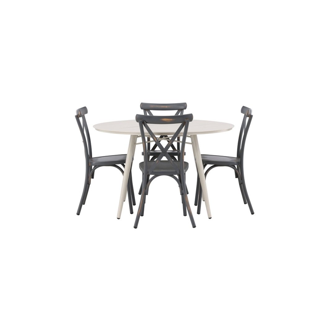 Lina Spisebord Rundt120 cm + Tablas spisestoler Venture Design Spisegruppe