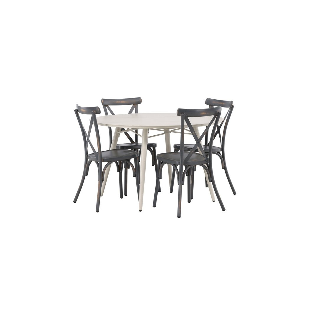 Lina Spisebord Rundt120 cm + Tablas spisestoler Venture Design Spisegruppe