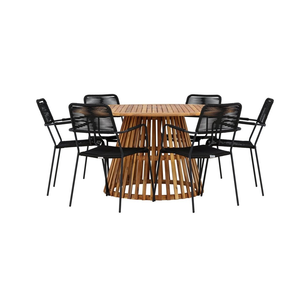 Tucumán spisebord Akasia ø120 + Lindos lenestol Venture Design Spisegruppe