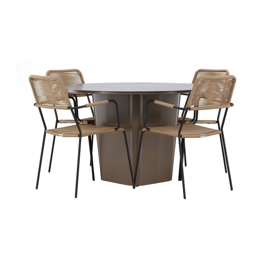 Santa Fe Spisebord ø120 Roasty + Lindos Lenestol Venture Design Spisegruppe