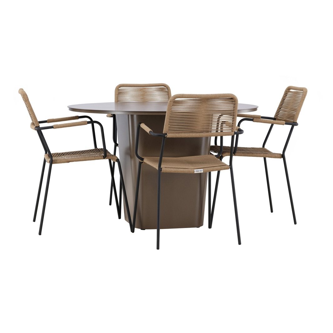 Santa Fe Spisebord ø120 Roasty + Lindos Lenestol Venture Design Spisegruppe